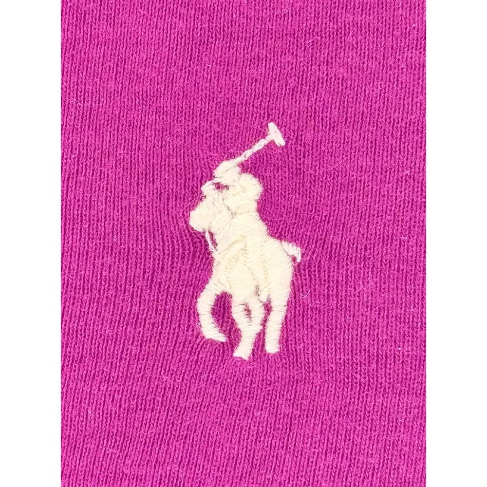 POLO Ralph Lauren Plumb Burgundy V Neck Long Sleeve Top Cotton Classic Preppy L - Picture 4 of 6